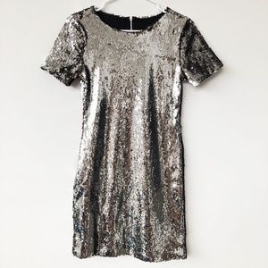 Topshop Silver Two-Tone Sequin Mini Dress